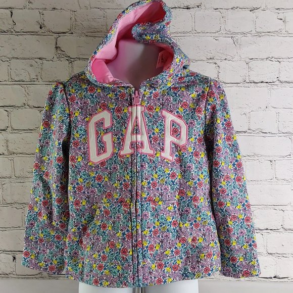 'GAP' FLORAL FLEECE LOGO HOODIE FULL~ZIP JACKET - Picture 9 of 16